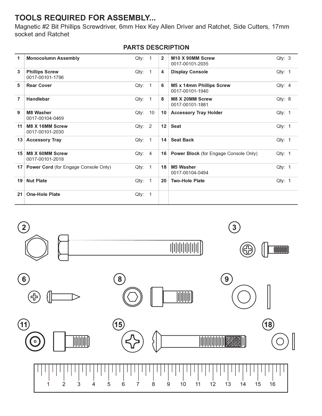 Life Fitness 95R manual Tools Required for Assembly 