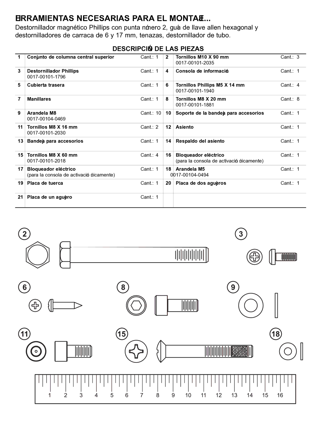 Life Fitness 95R manual Herramientas Necesarias Para EL Montaje, Descripción DE LAS Piezas 