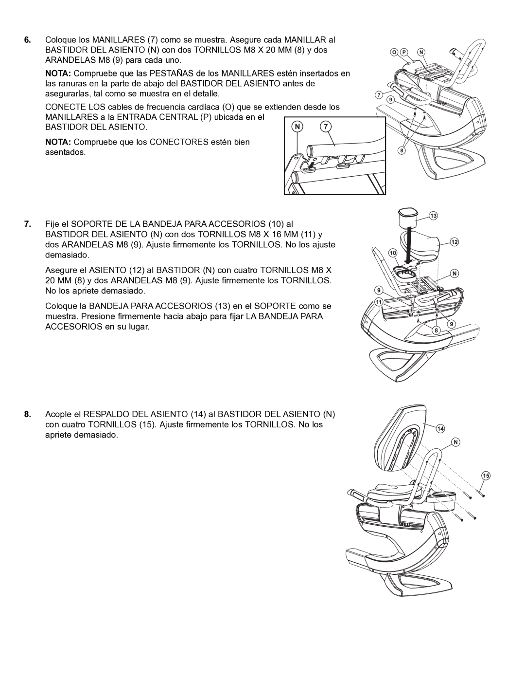 Life Fitness 95R manual Bastidor DEL Asiento 