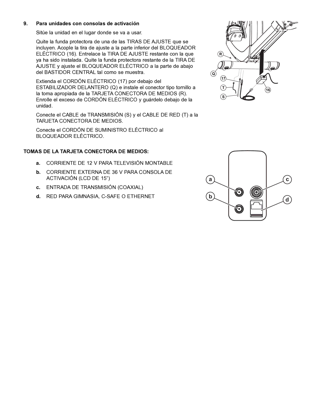 Life Fitness 95R manual Tomas DE LA Tarjeta Conectora DE Medios 