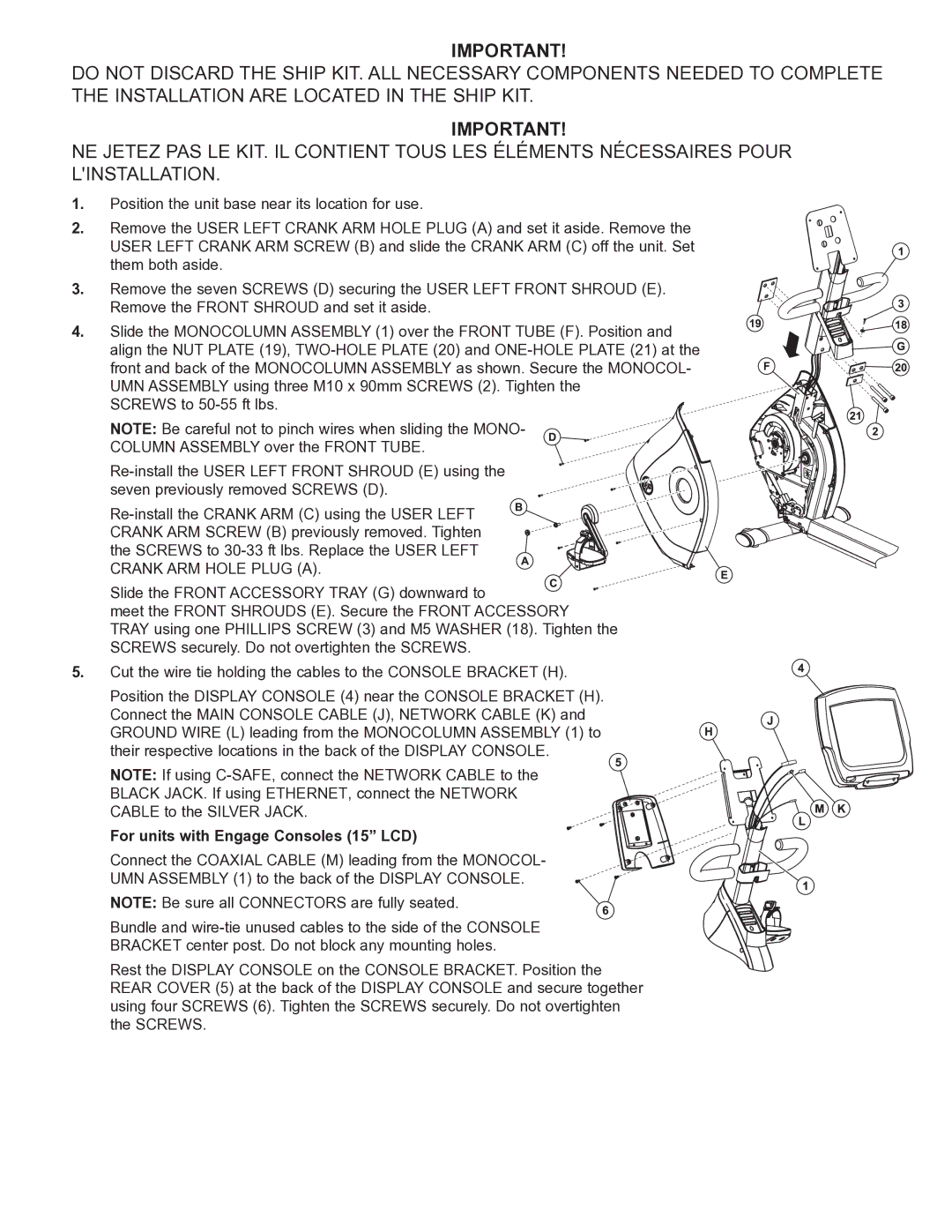 Life Fitness 95R manual For units with Engage Consoles 15 LCD 