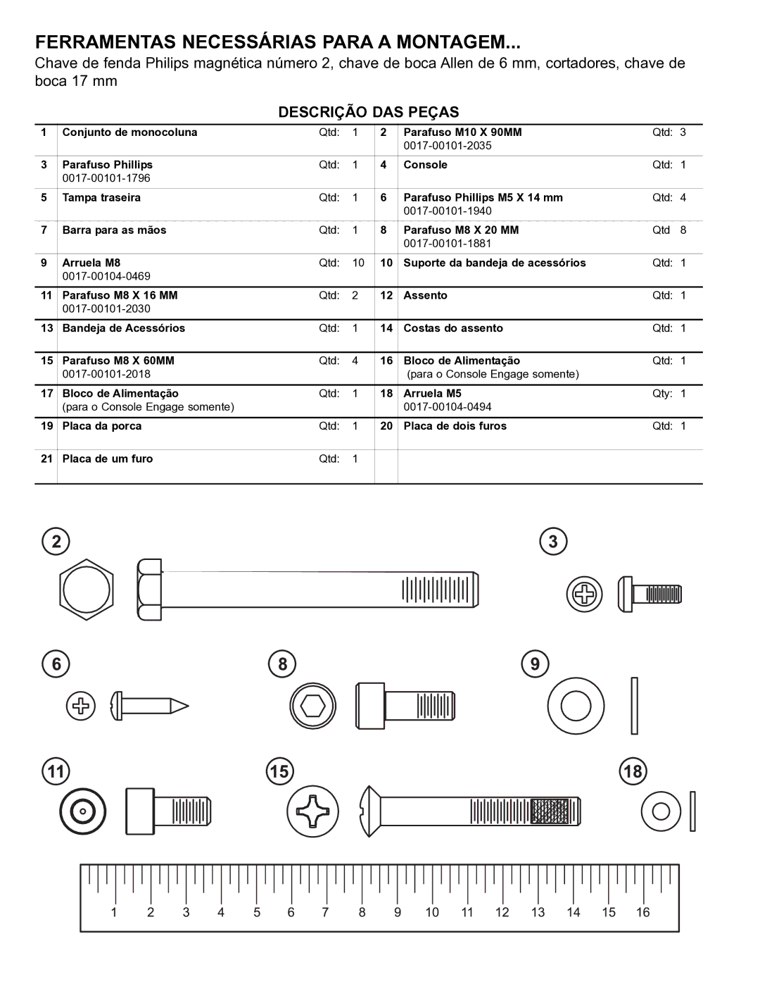 Life Fitness 95R manual Ferramentas Necessárias Para a Montagem, Descrição DAS Peças 