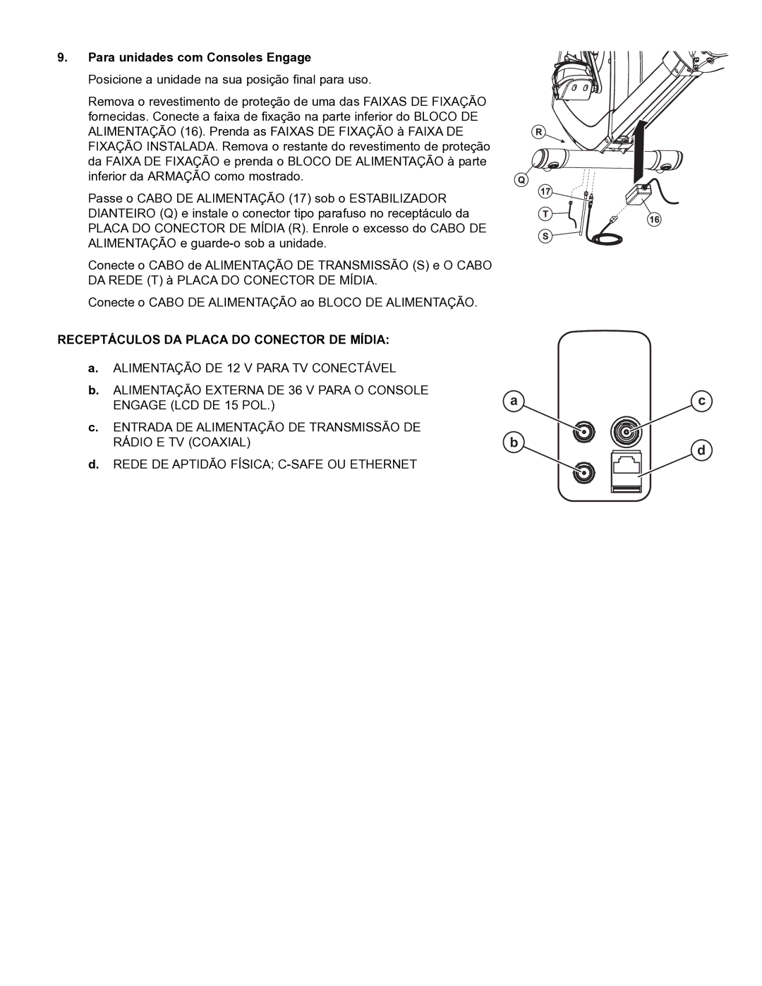 Life Fitness 95R manual Receptáculos DA Placa do Conector DE Mídia 