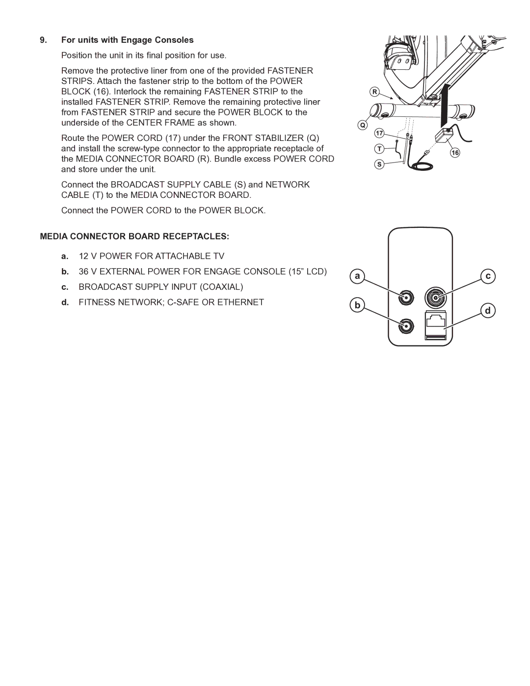 Life Fitness 95R manual Media Connector Board Receptacles 