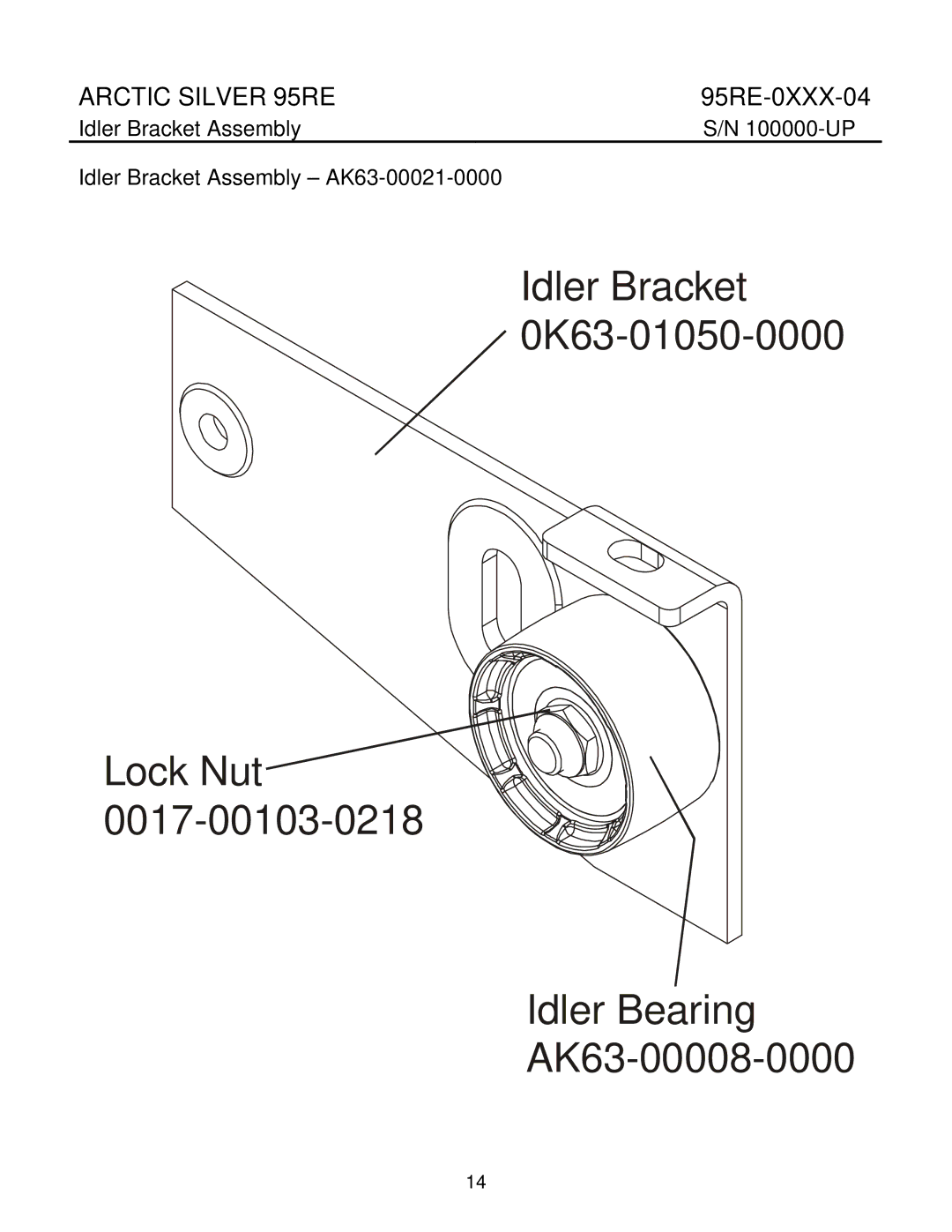 Life Fitness 95Re manual Idler Bracket 0K63-01050-0000 