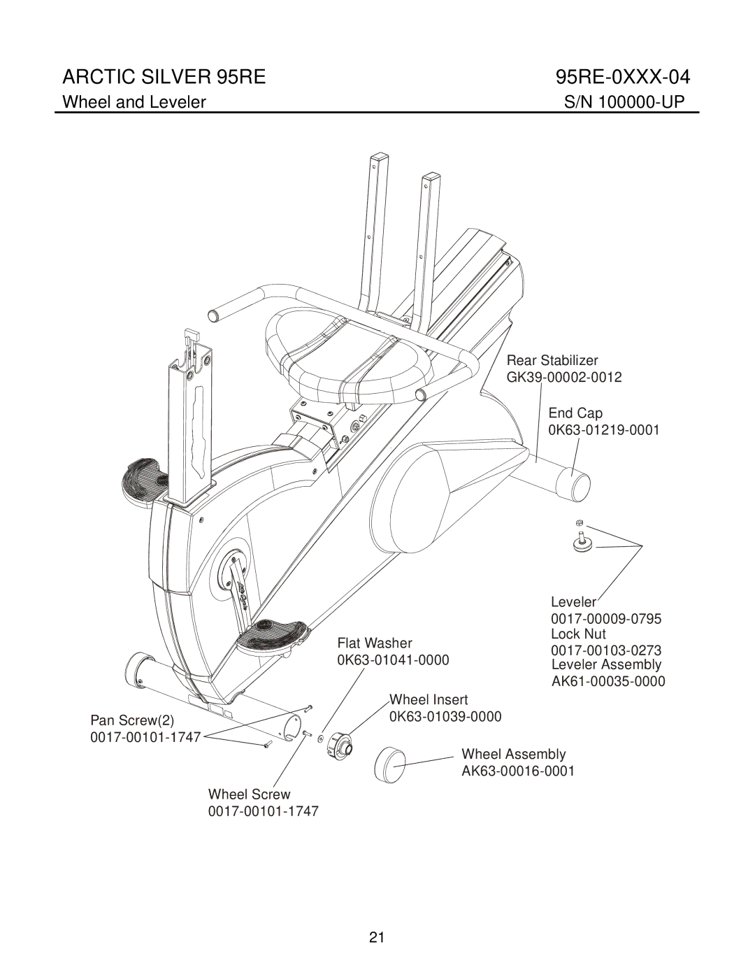 Life Fitness 95Re manual Wheel and Leveler 100000-UP 