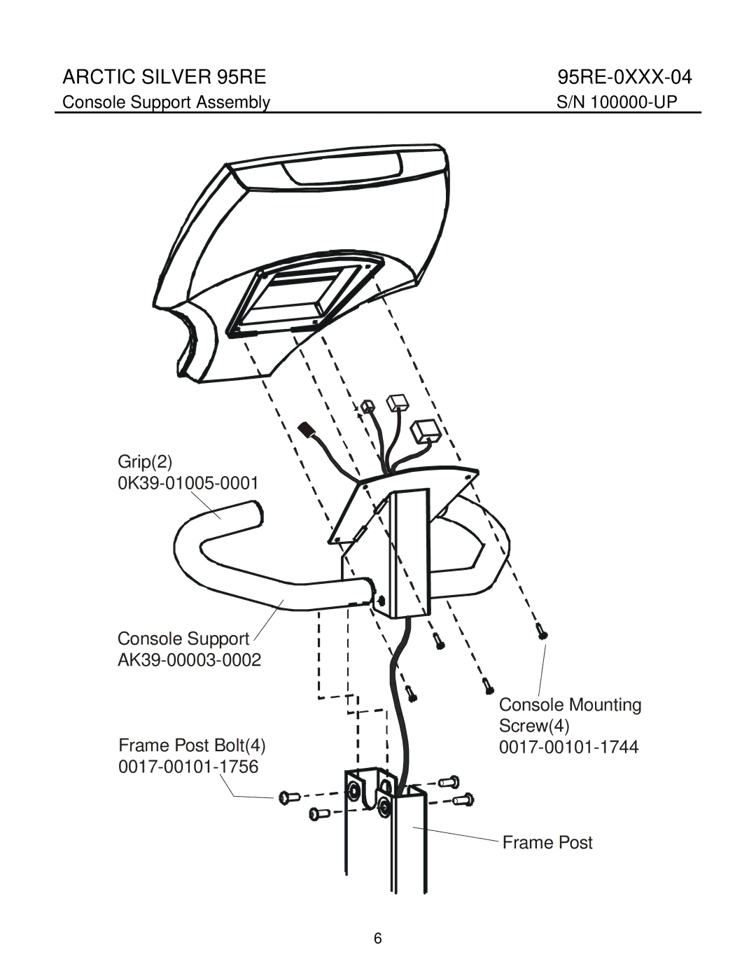 Life Fitness 95Re manual Console Support Assembly 100000-UP 