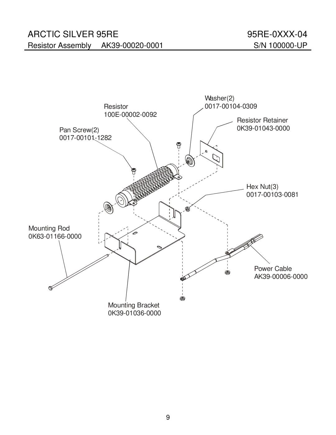 Life Fitness 95Re manual Resistor Assembly-AK39-00020-0001 100000-UP 