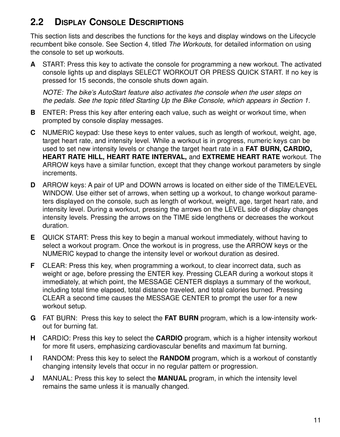 Life Fitness 95RI operation manual Display Console Descriptions 