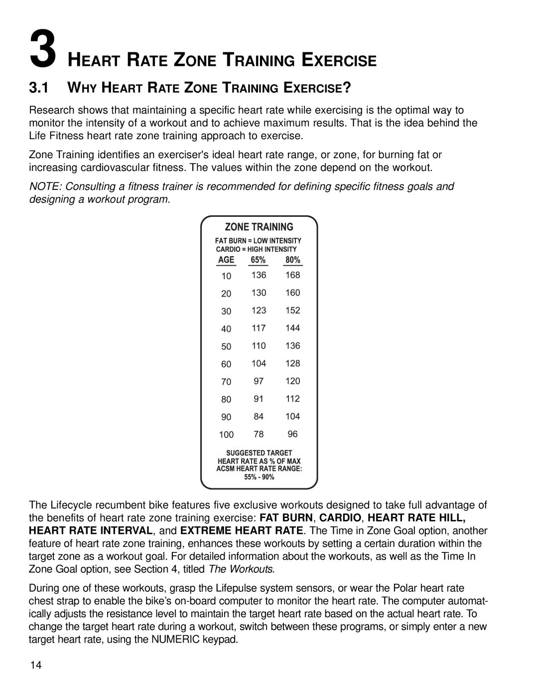 Life Fitness 95RI operation manual Heart Rate Zone Training Exercise, WHY Heart Rate Zone Training EXERCISE? 