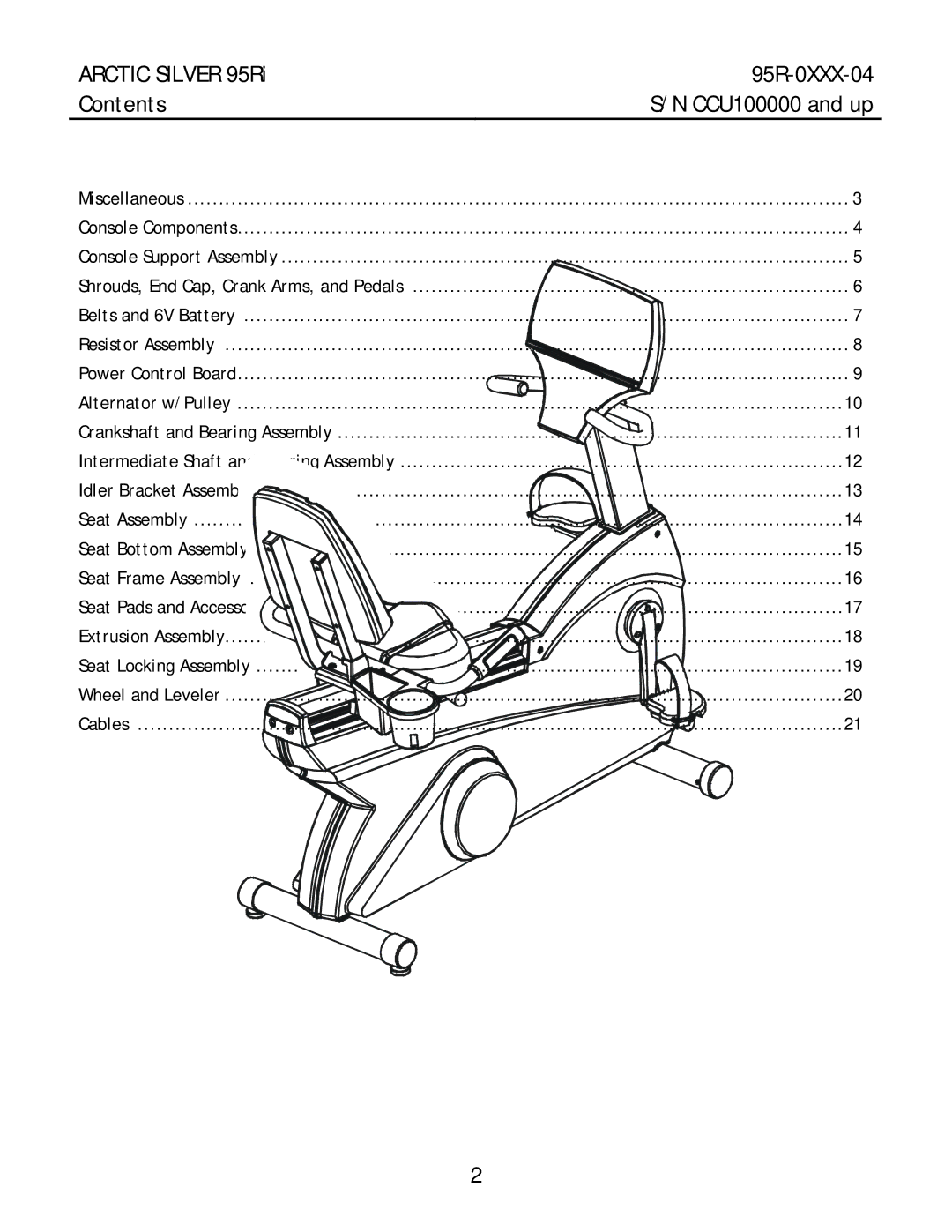 Life Fitness 95RI manual Arctic Silver 95Ri 95R-0XXX-04 Contents 