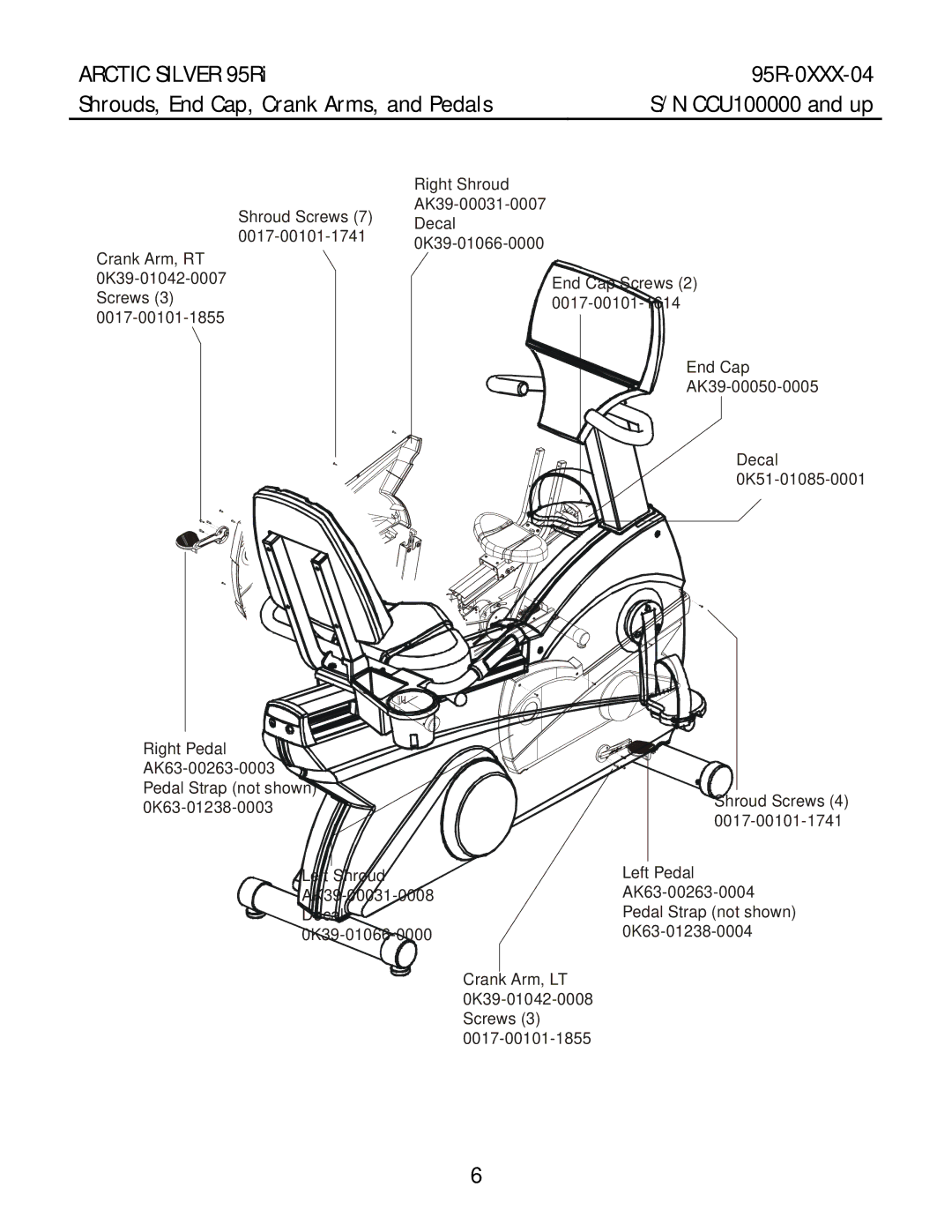 Life Fitness 95RI manual Right Shroud 