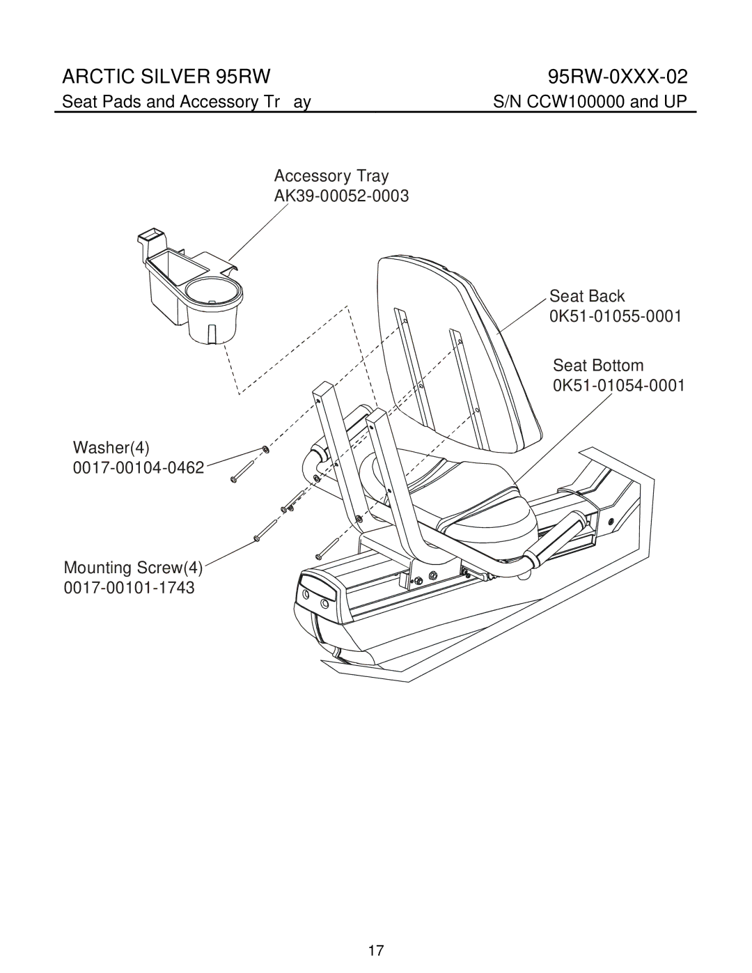 Life Fitness 95RW manual Seat Pads and Accessory Tray 