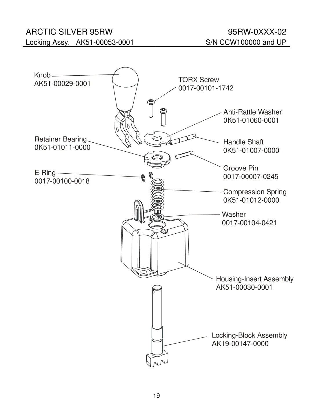 Life Fitness 95RW manual Locking Assy. AK51-00053-0001 