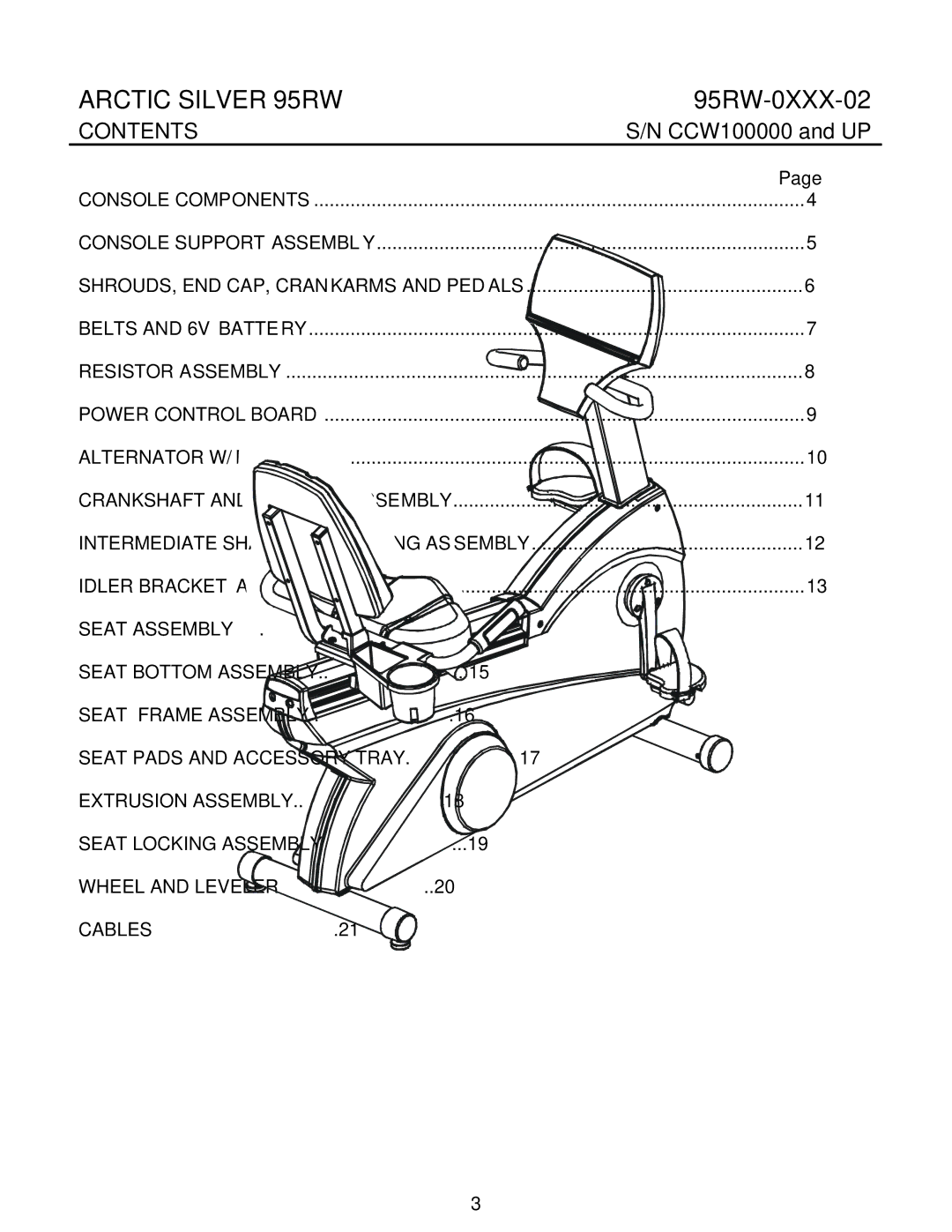 Life Fitness 95RW manual Contents 