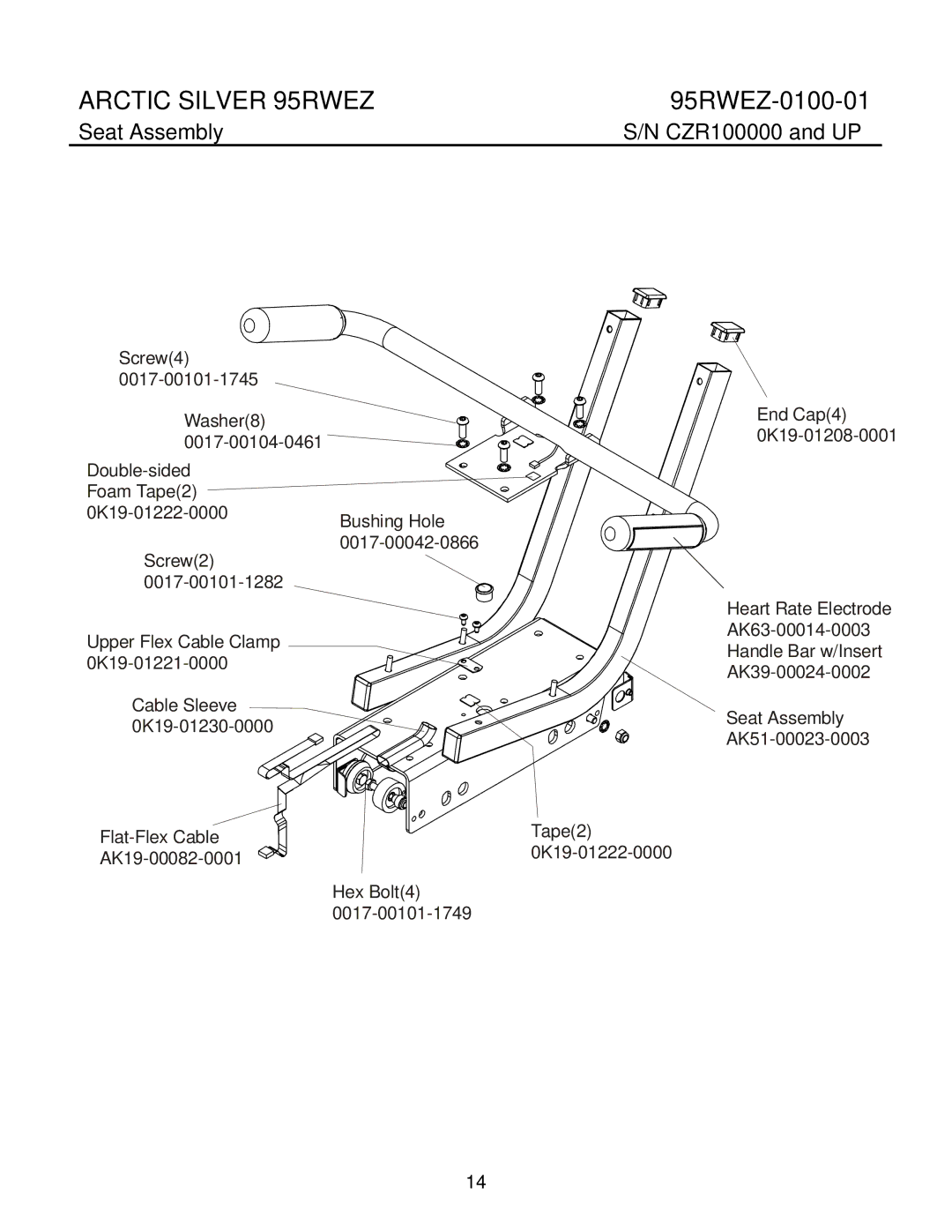 Life Fitness 95RWEZ manual Seat Assembly 