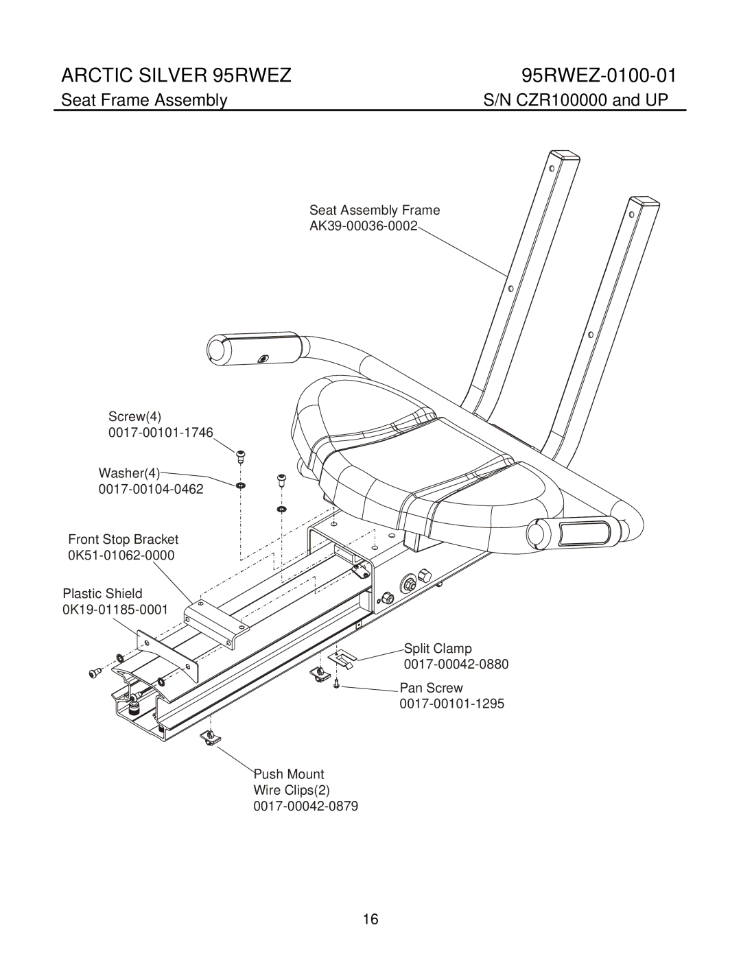 Life Fitness 95RWEZ manual Seat Frame Assembly 