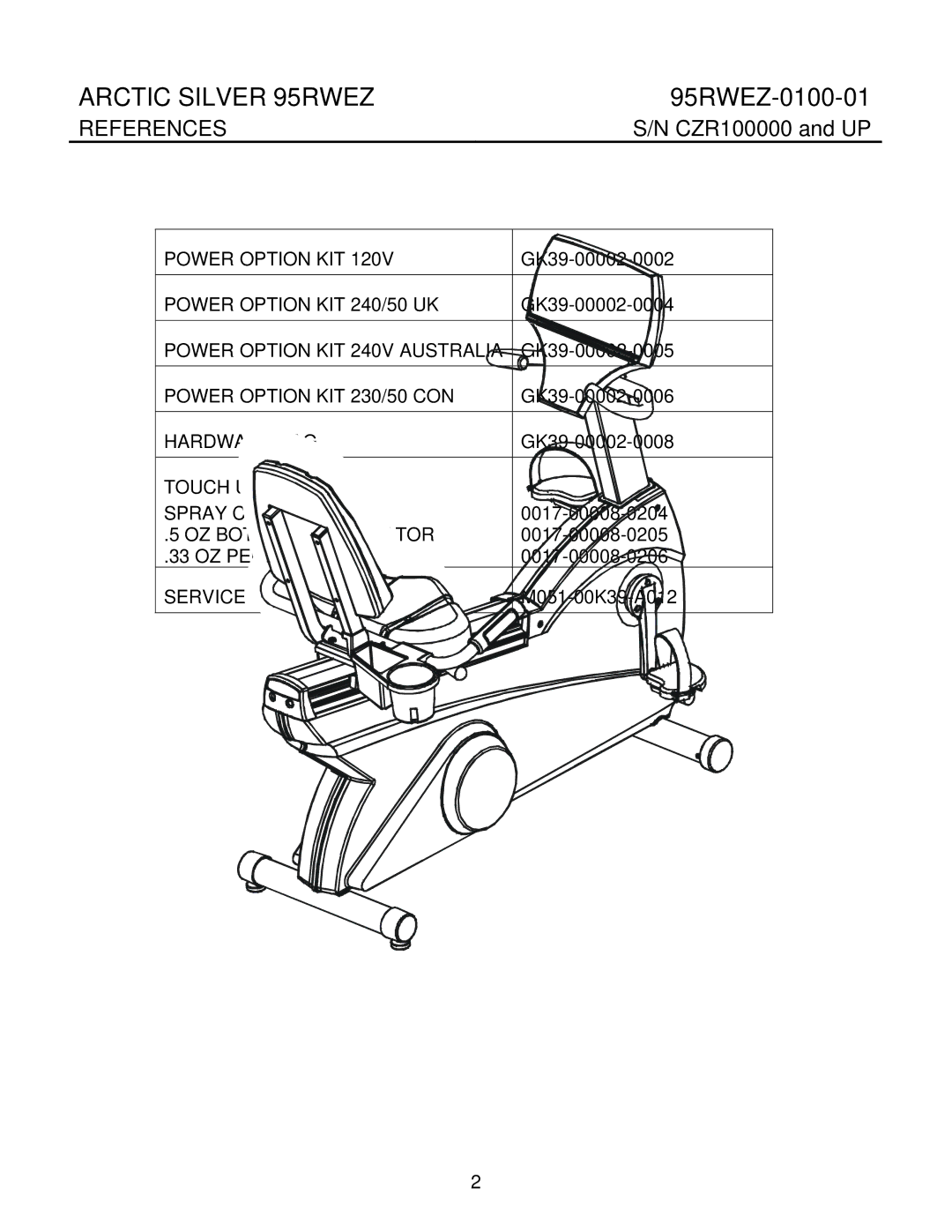 Life Fitness manual Arctic Silver 95RWEZ 