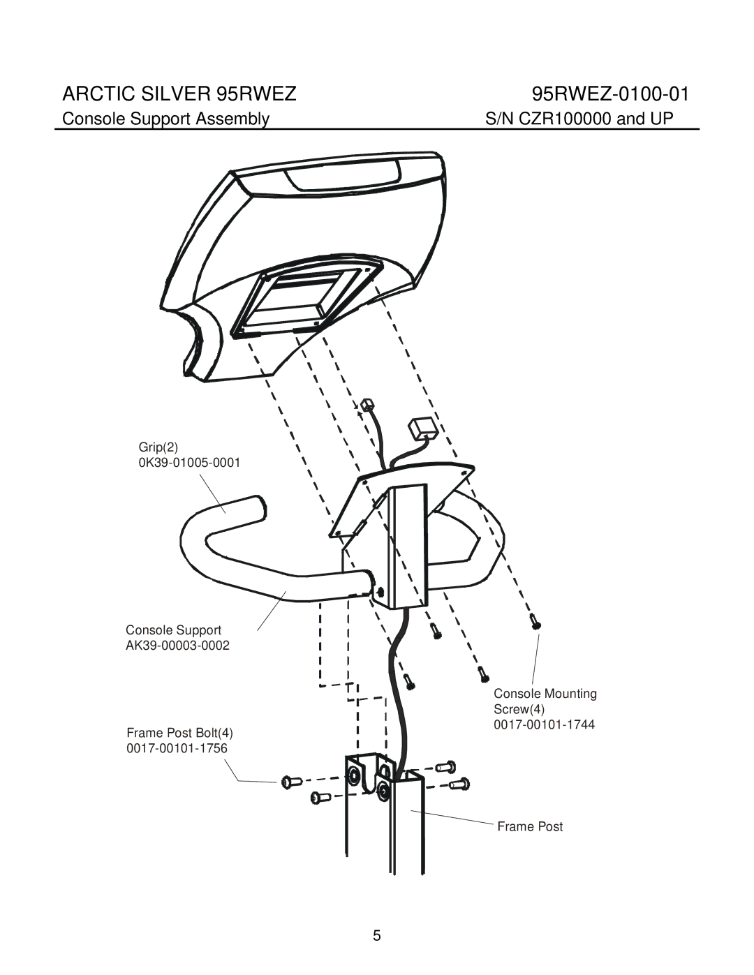 Life Fitness 95RWEZ manual Console Support Assembly 