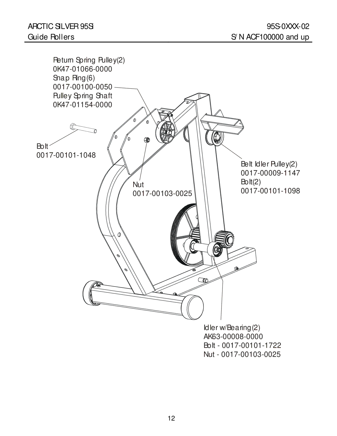 Life Fitness manual Arctic Silver 95Si 95S-0XXX-02 Guide Rollers 