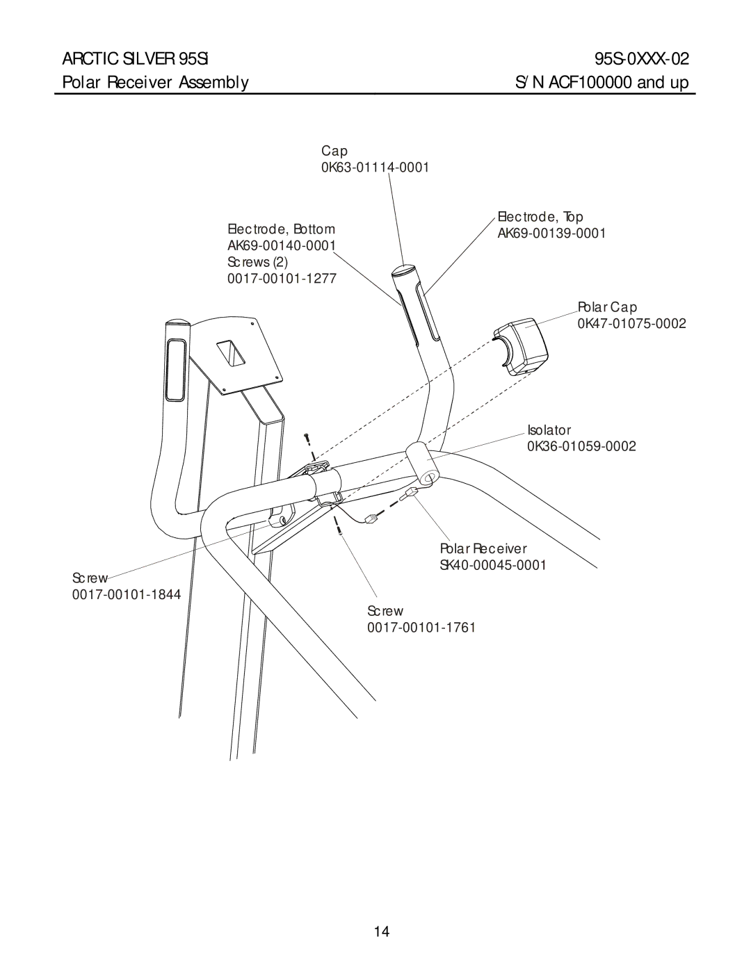 Life Fitness manual Arctic Silver 95Si 95S-0XXX-02 Polar Receiver Assembly 