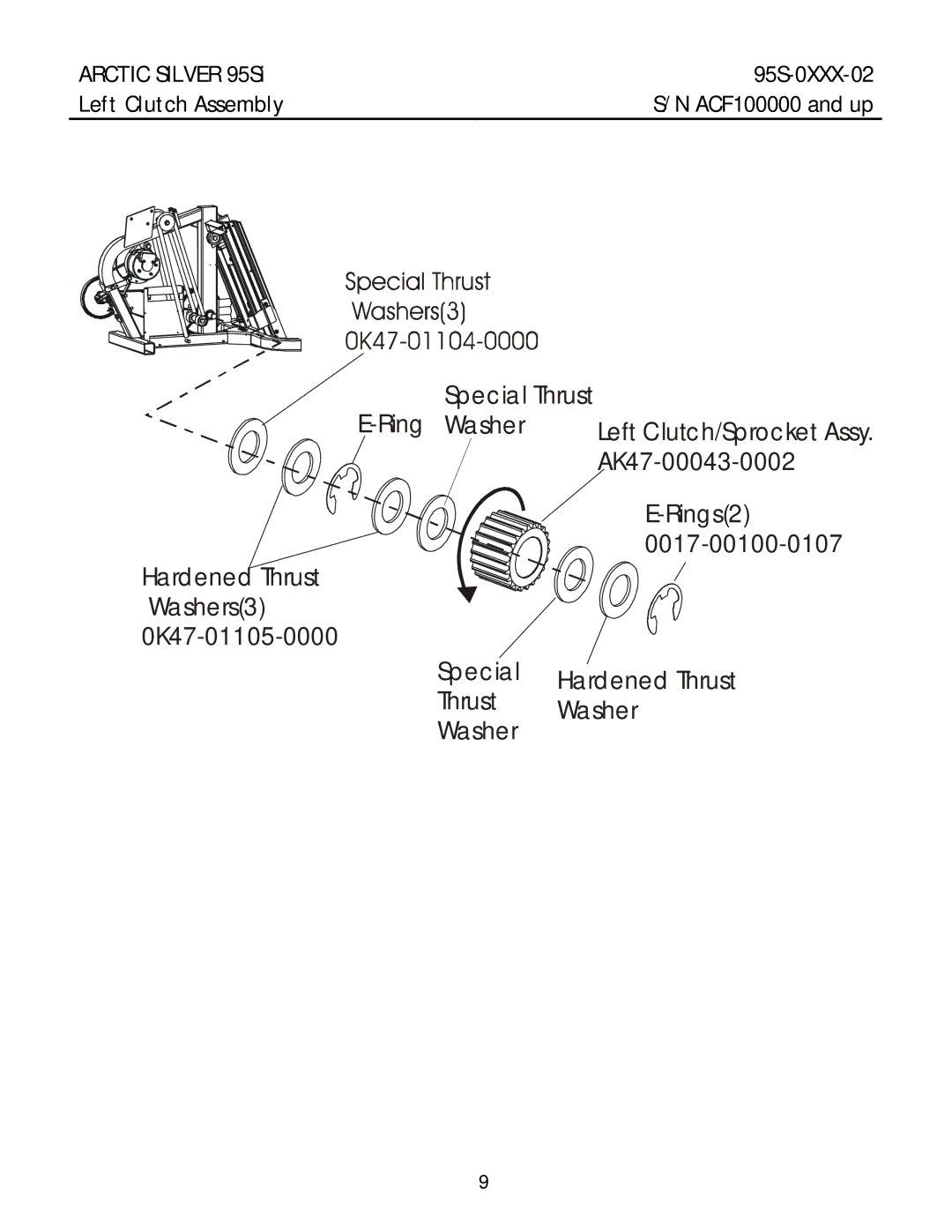 Life Fitness manual Arctic Silver 95Si 95S-0XXX-02 Left Clutch Assembly 