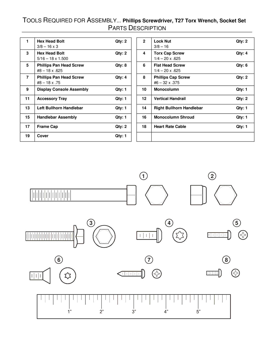 Life Fitness 95Se manual Parts Description 