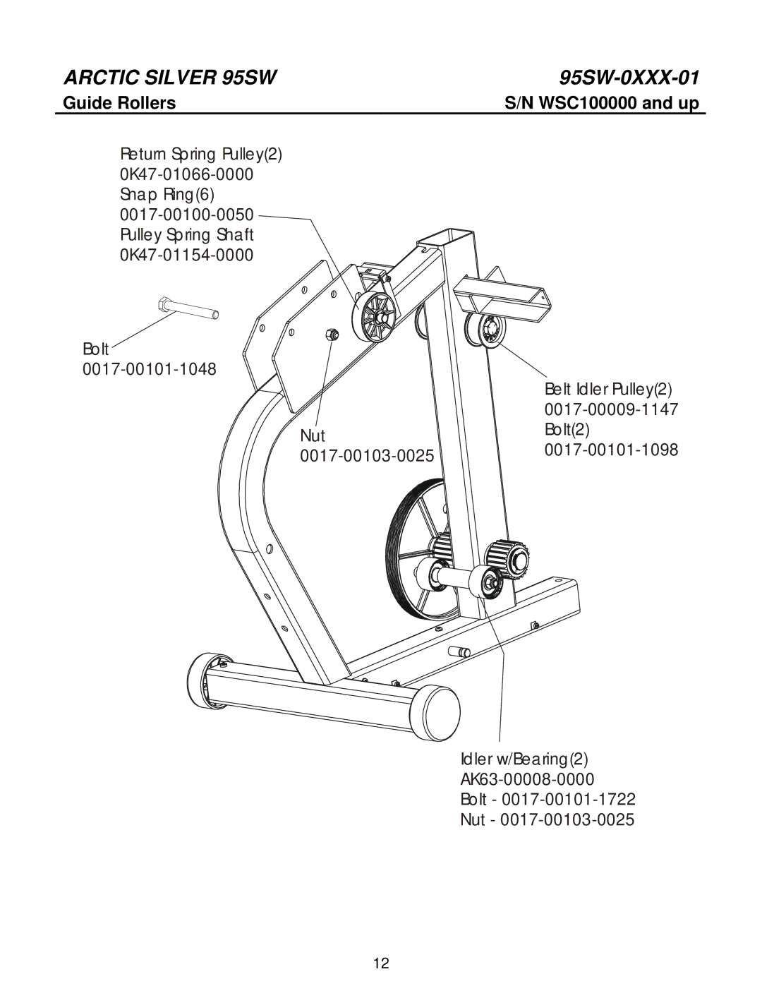 Life Fitness 95SW manual Guide Rollers 