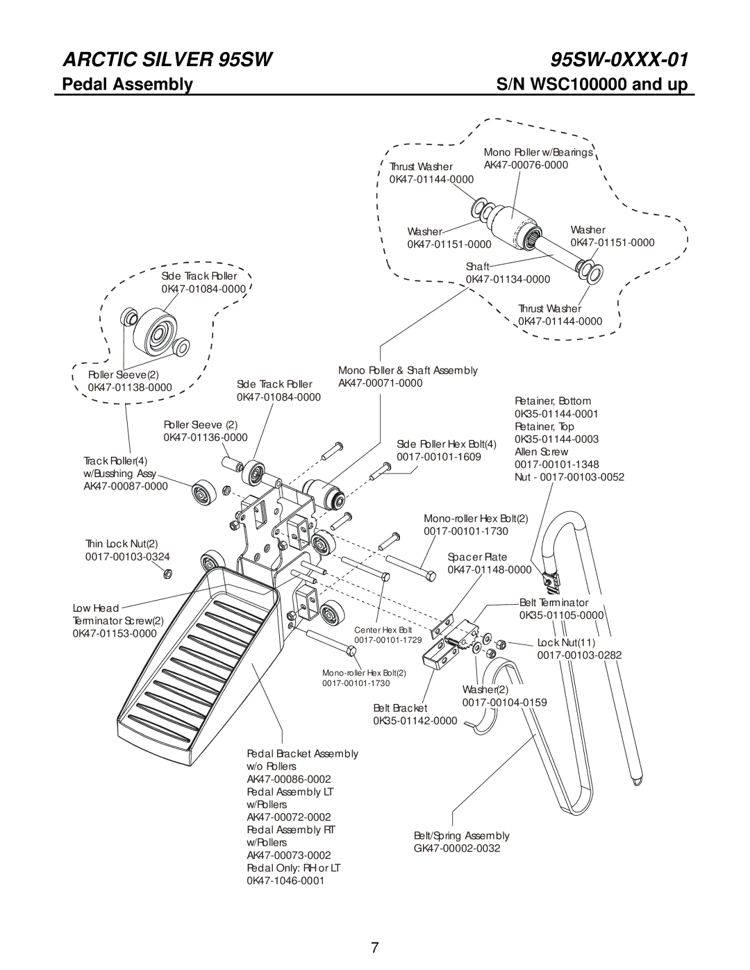 Life Fitness 95SW manual Pedal Assembly 