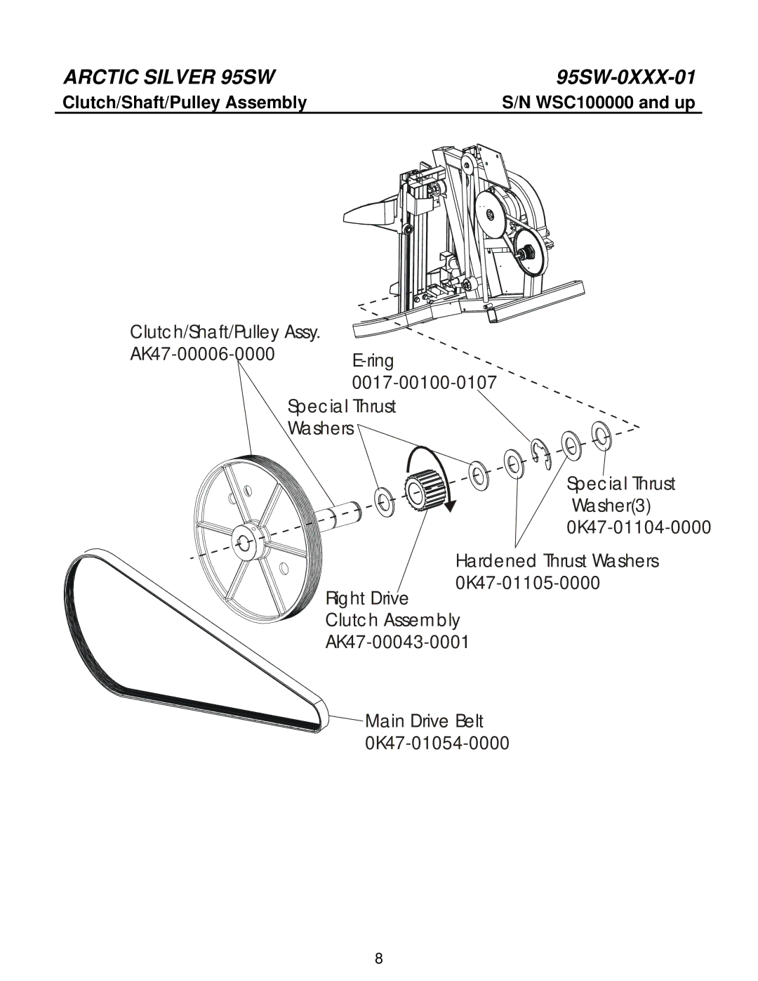 Life Fitness 95SW manual Clutch/Shaft/Pulley Assembly 