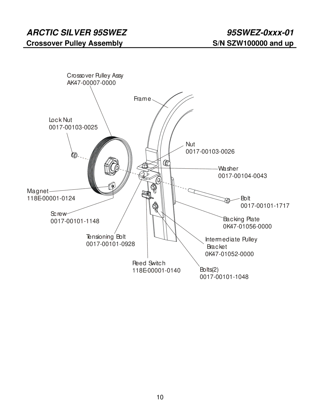 Life Fitness 95SWEZ manual Crossover Pulley Assembly 