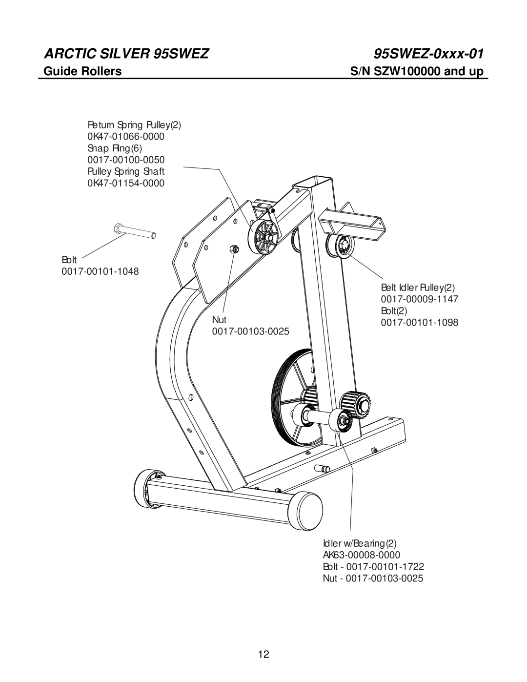 Life Fitness 95SWEZ manual Guide Rollers 