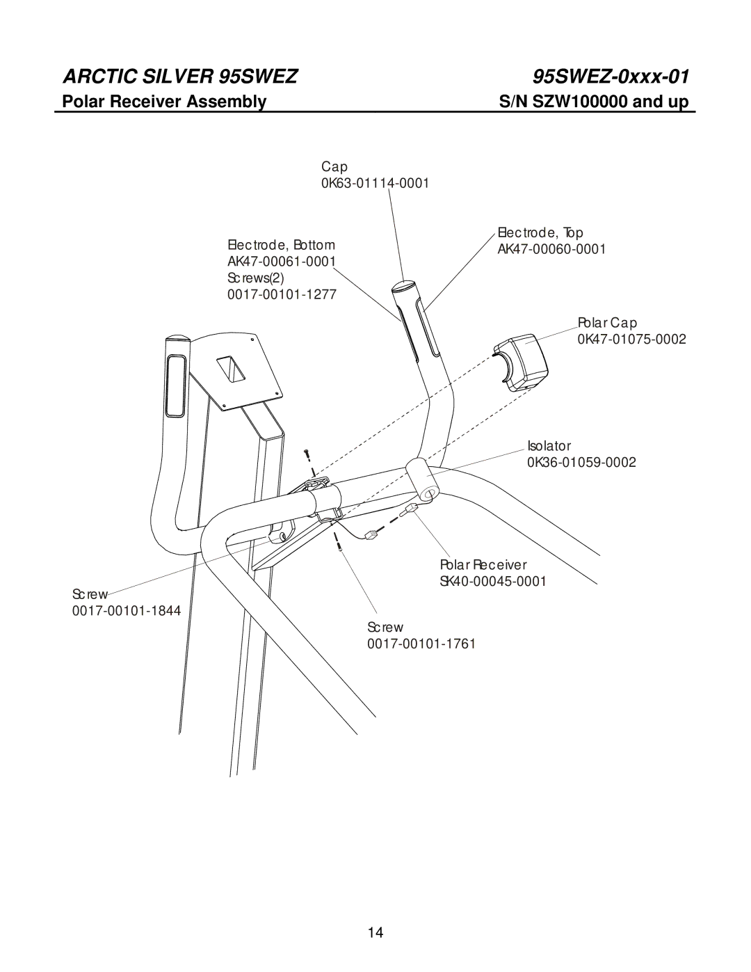 Life Fitness 95SWEZ manual Polar Receiver Assembly 