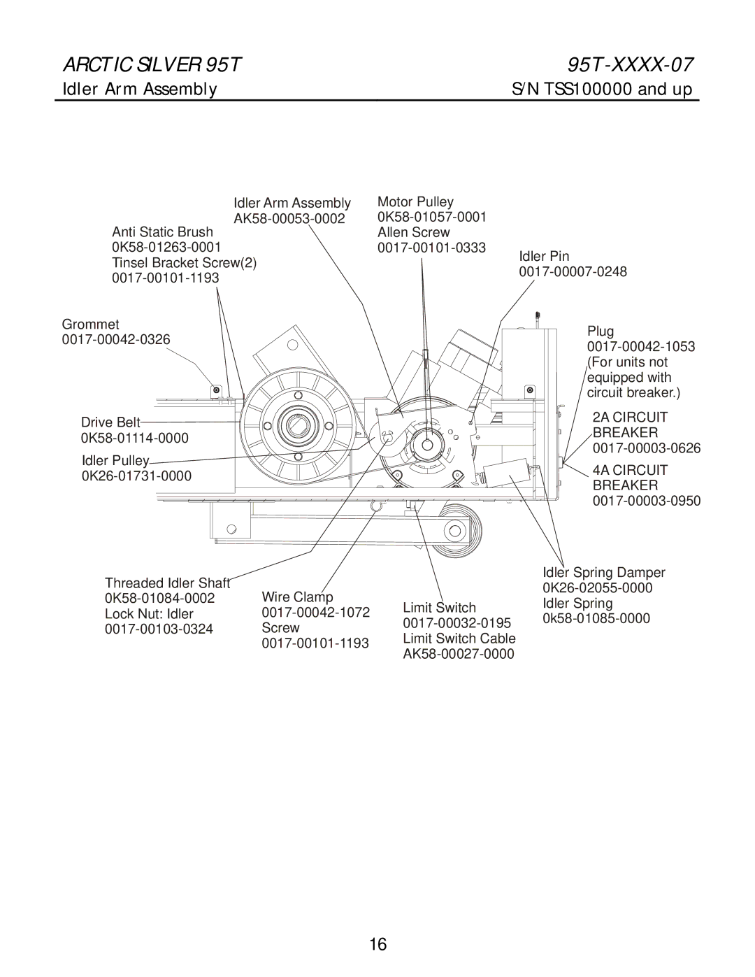 Life Fitness 95T-XXXX-07 manual Idler Arm Assembly 