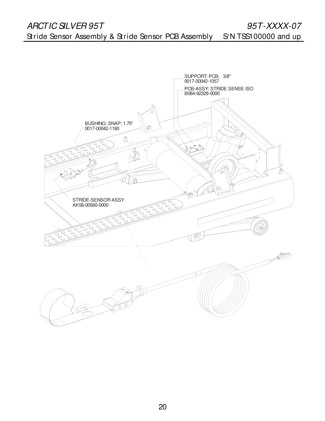 Life Fitness 95T-XXXX-07 manual Stride Sensor Assembly & Stride Sensor PCB Assembly 