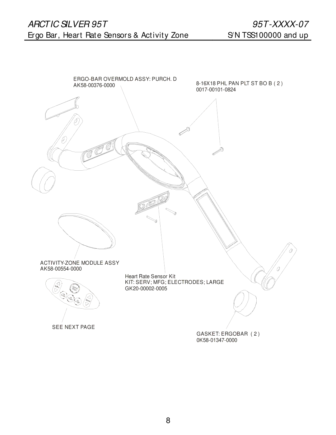 Life Fitness 95T-XXXX-07 manual ERGO-BAR Overmold Assy PURCH. D 