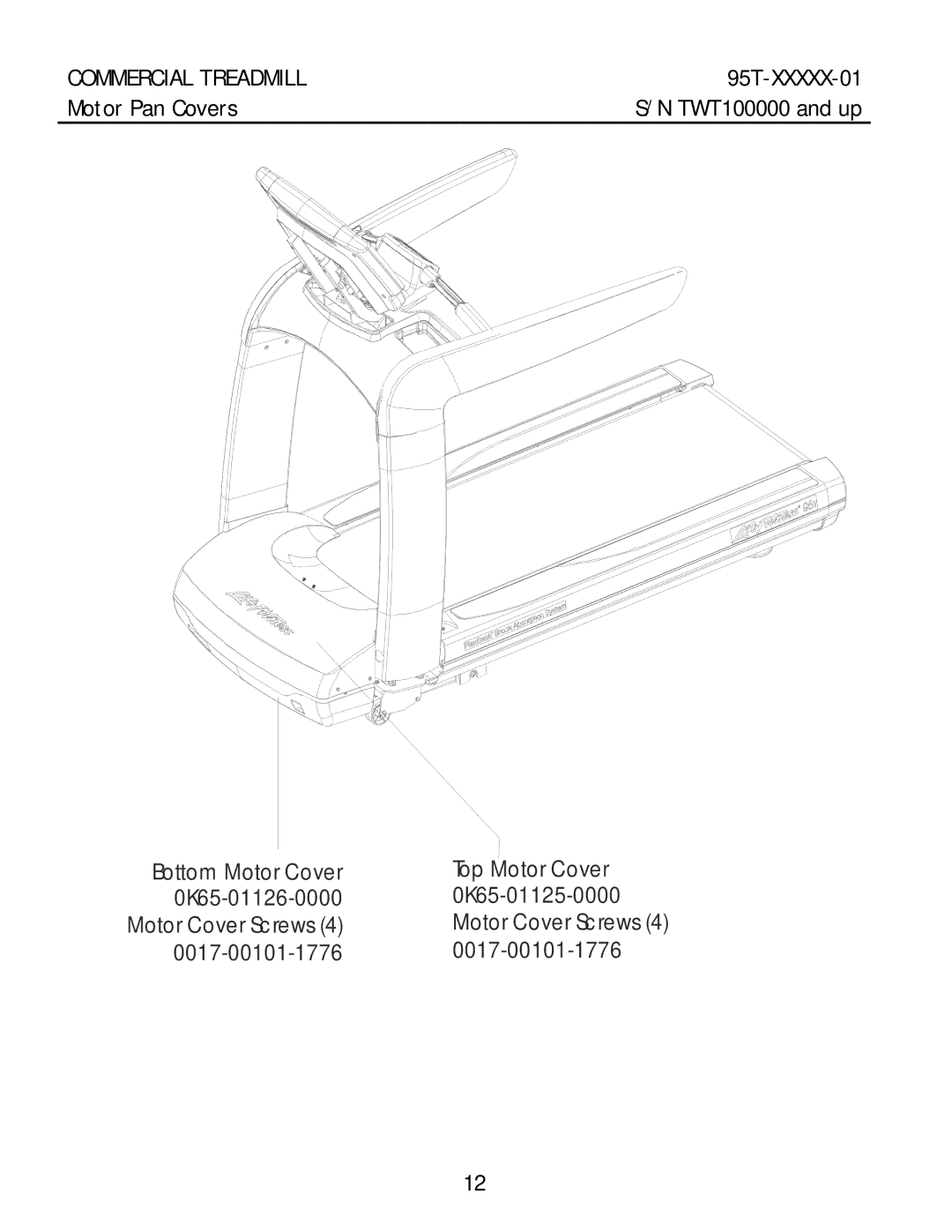 Life Fitness 95T-XXXXX-01 manual Motor Pan Covers 