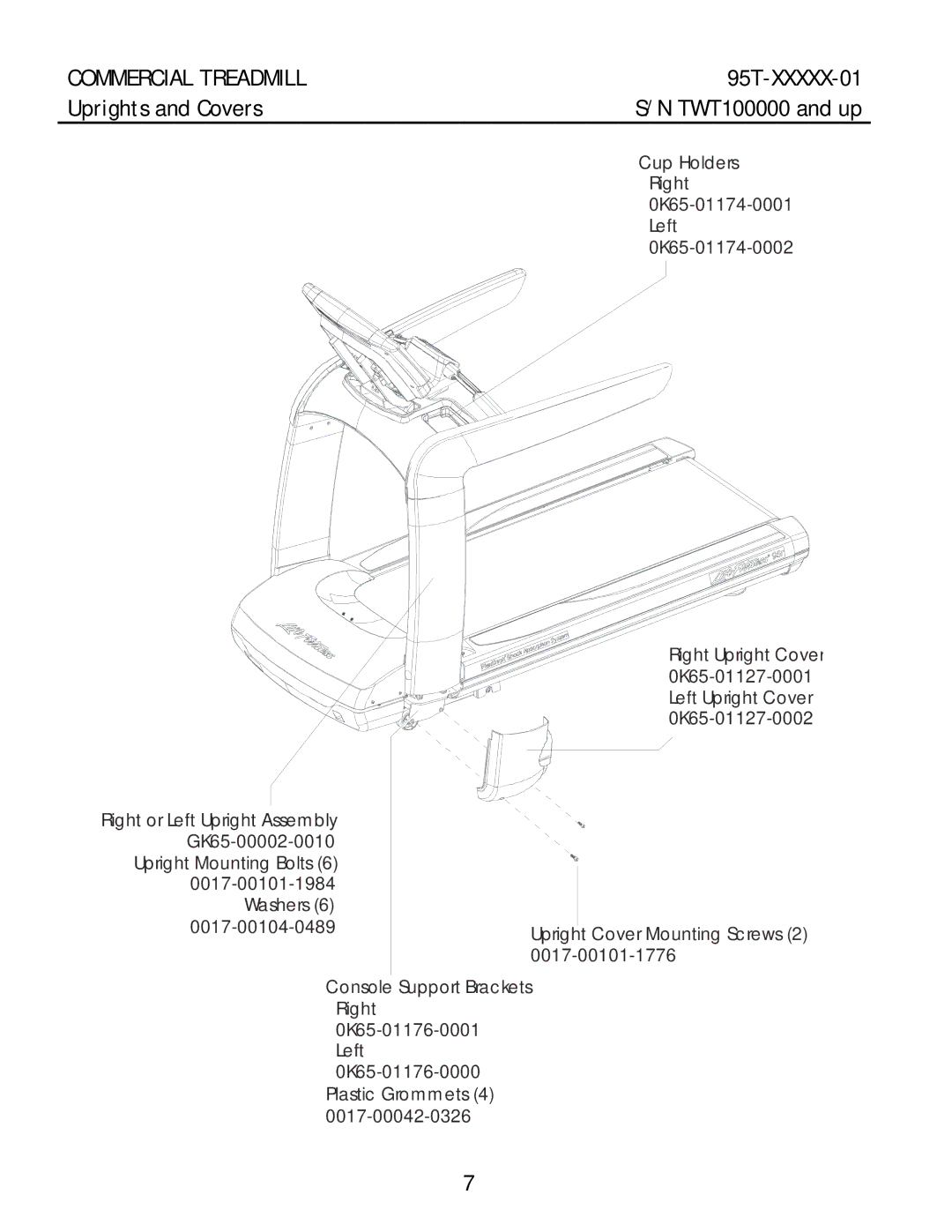 Life Fitness 95T-XXXXX-01 manual Commercial Treadmill 