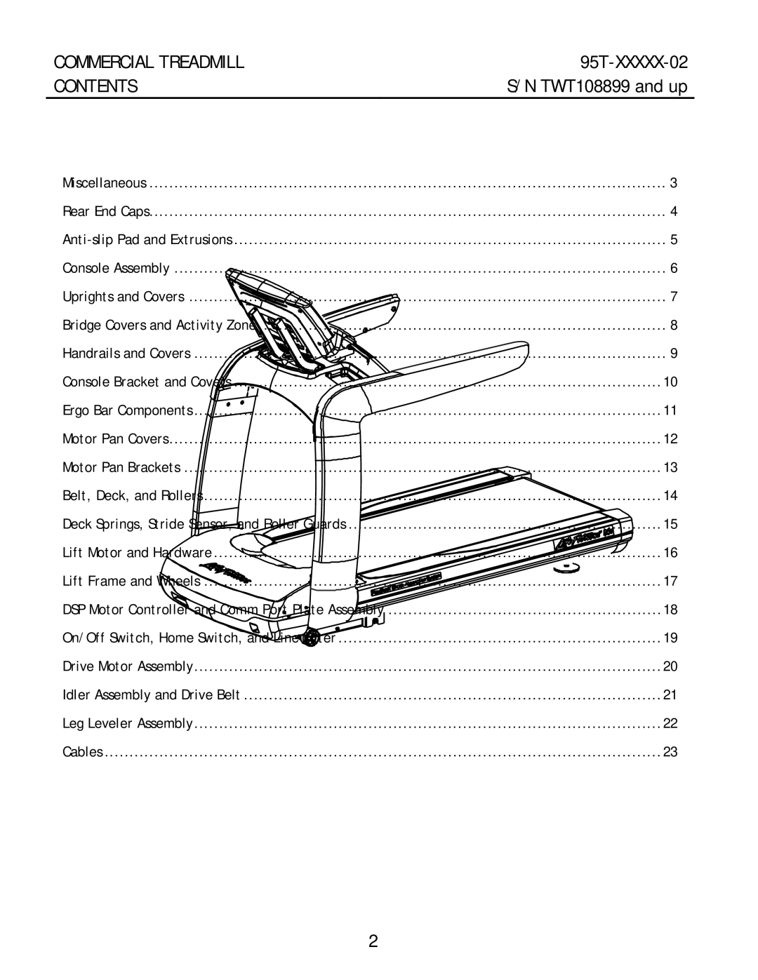 Life Fitness 95T-XXXXX-02 manual Commercial Treadmill 