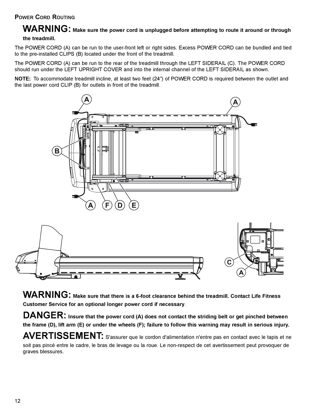 Life Fitness 95T operation manual Power Cord Routing 