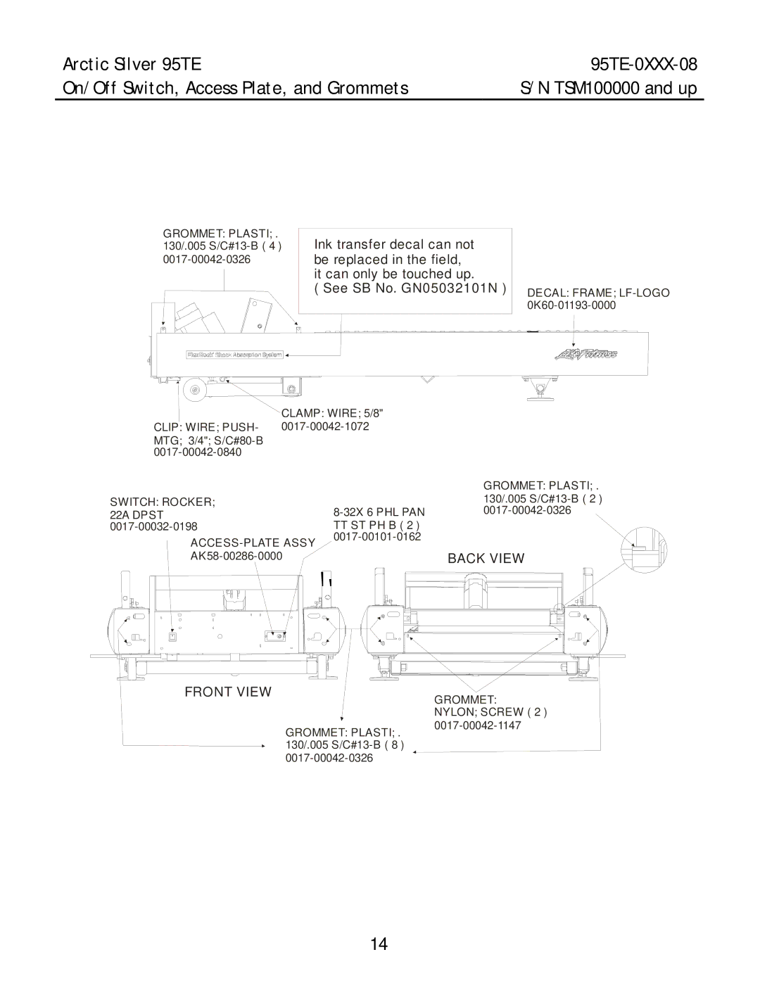 Life Fitness 95TE-0XXX-08 manual Back View 