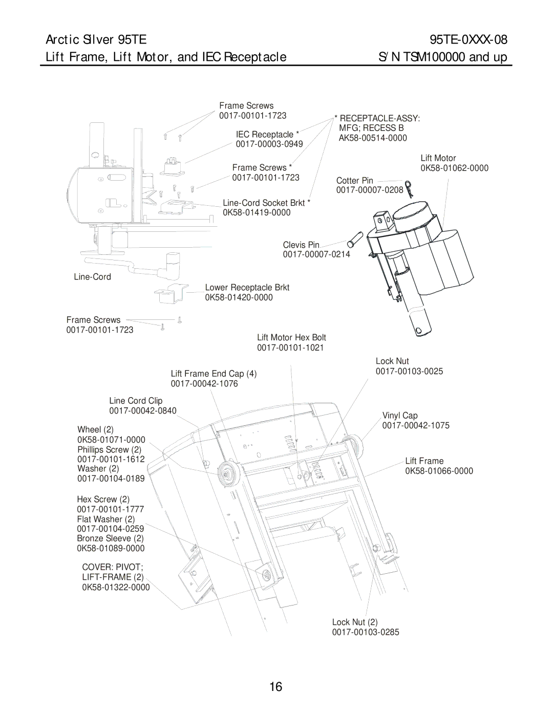 Life Fitness 95TE-0XXX-08 manual Receptacle-Assy 