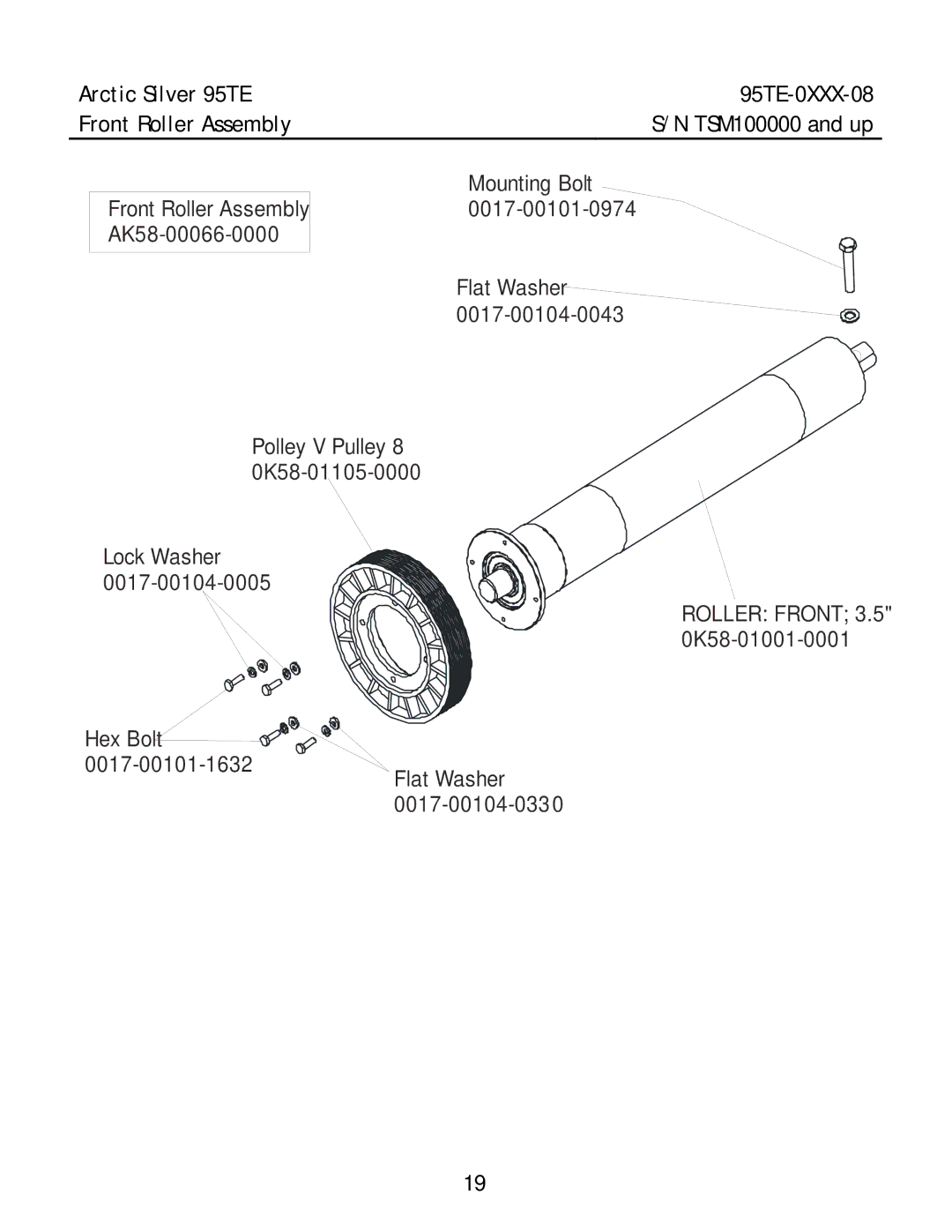 Life Fitness 95TE-0XXX-08 manual Lock Washer 0017-00104-0005 Hex Bolt 0017-00101-1632 