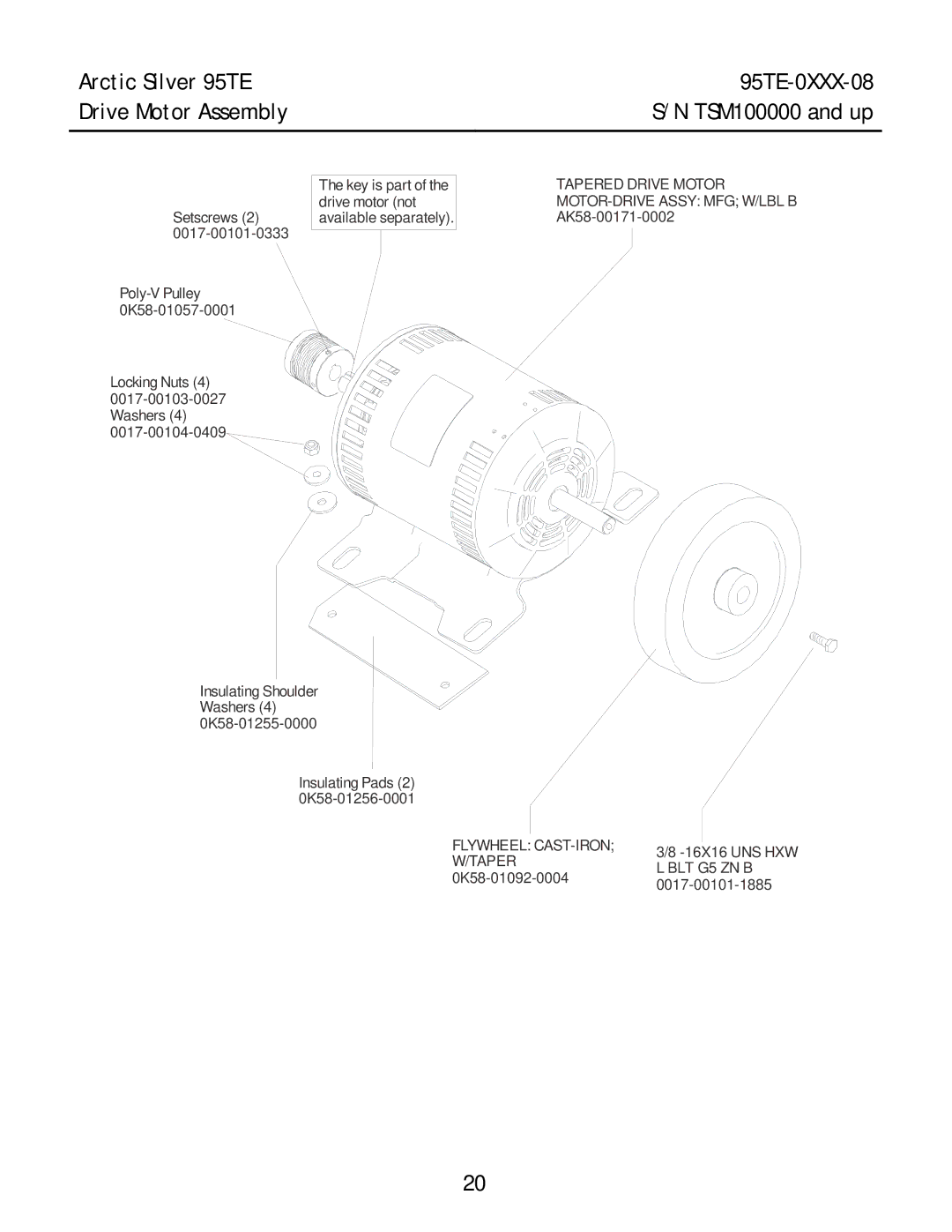 Life Fitness 95TE-0XXX-08 manual Tapered Drive Motor 