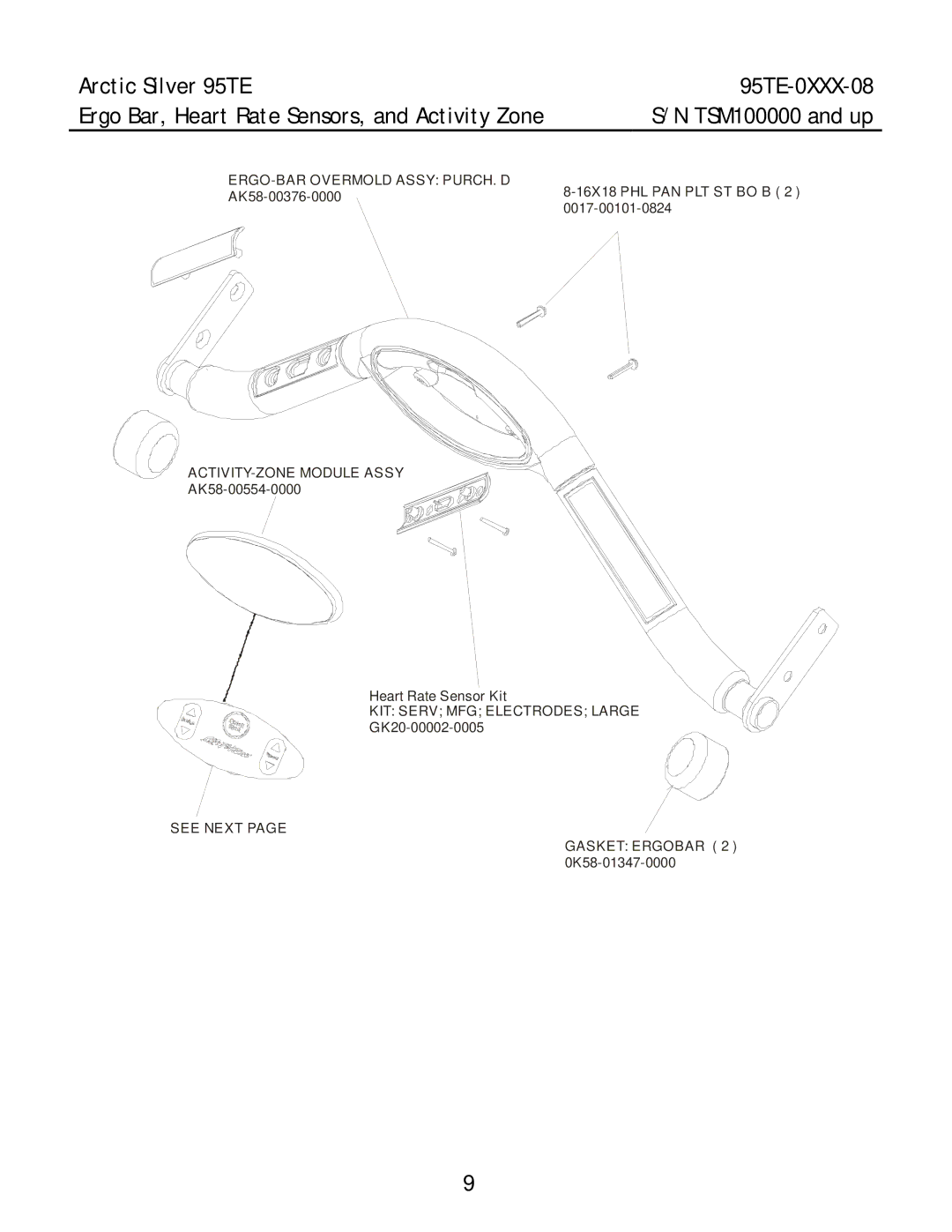 Life Fitness 95TE-0XXX-08 manual ERGO-BAR Overmold Assy PURCH. D 