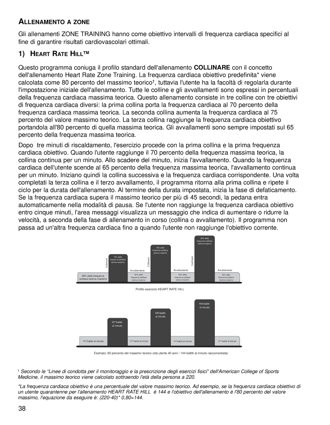 Life Fitness 95TE manual Allenamento a Zone, Heart Rate Hilltm 