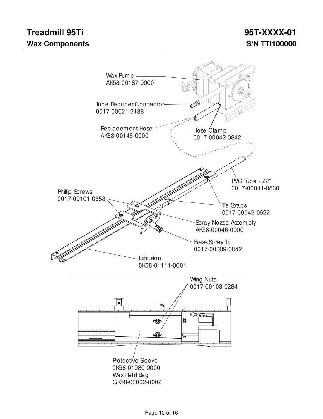 Life Fitness 95TI operation manual Wax Components 