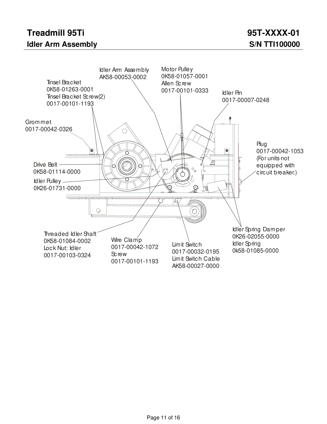 Life Fitness 95TI operation manual Idler Arm Assembly 