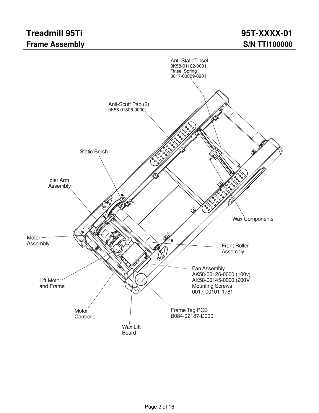 Life Fitness 95TI operation manual Frame Assembly 