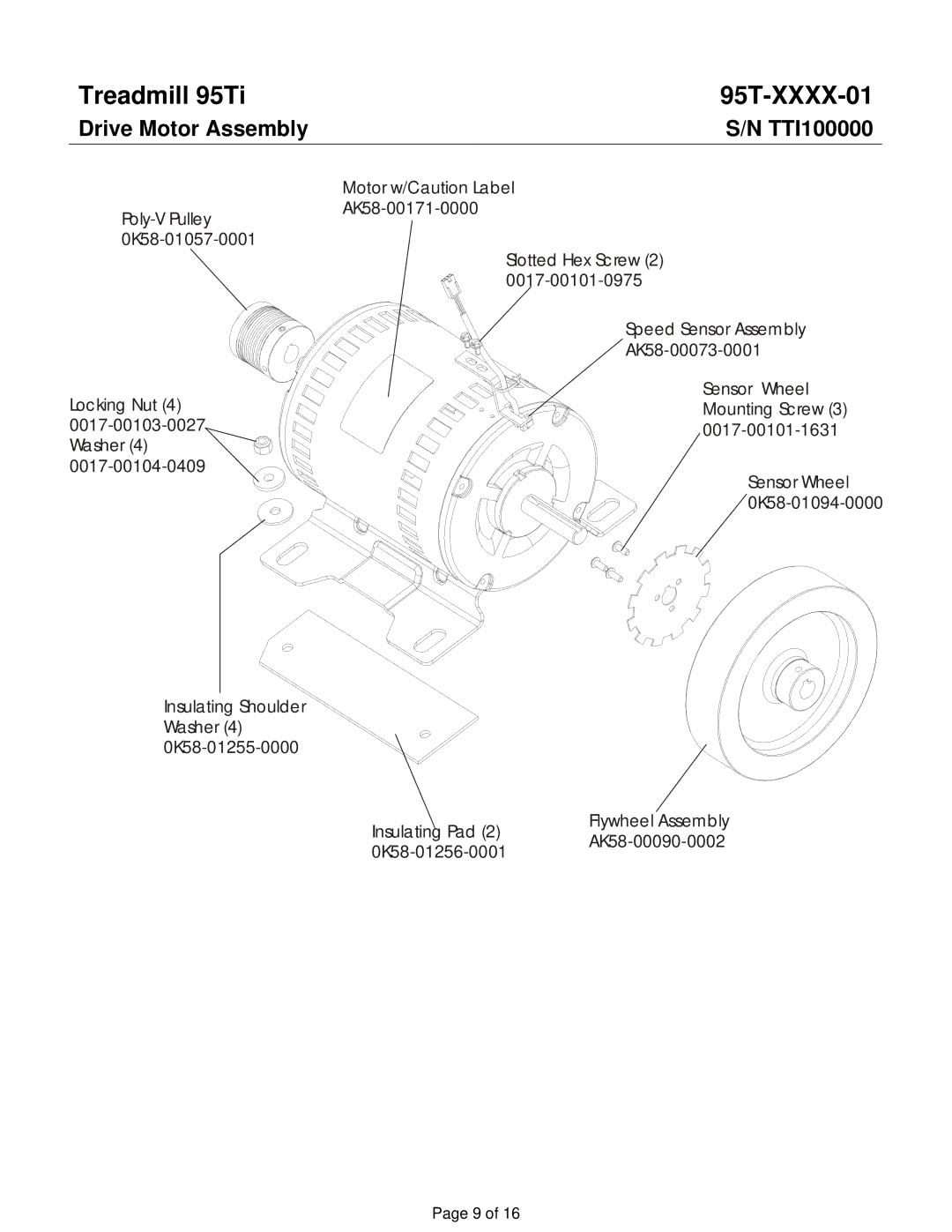 Life Fitness 95TI operation manual Drive Motor Assembly 